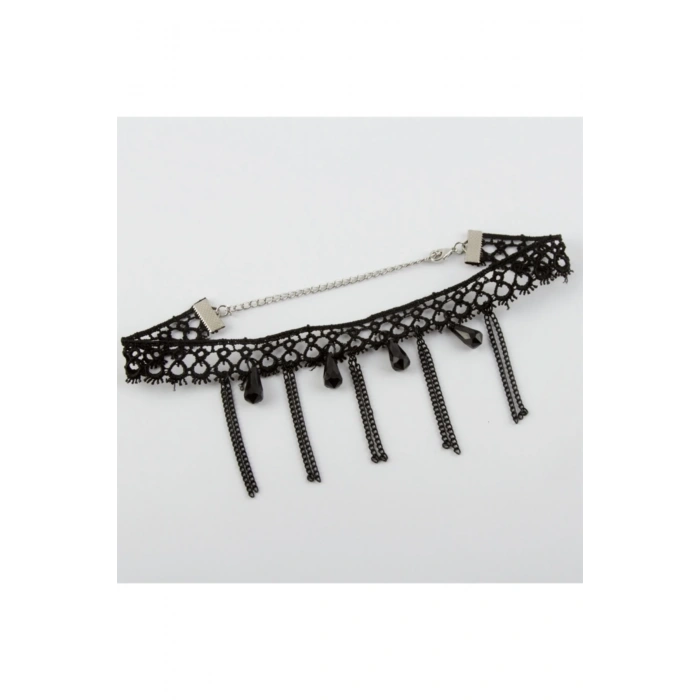 Kristal Zincir Sallantılı Yeni Sezon Dantel Kolye