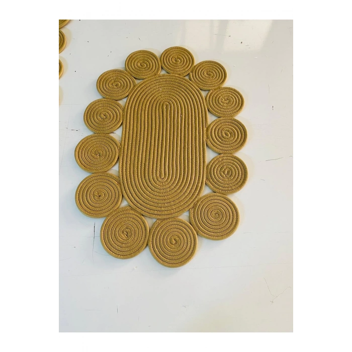 Oval Jüt Halı - Oval Hasır Halı - Şekilli Hasır Halı - Modern Jüt Halı