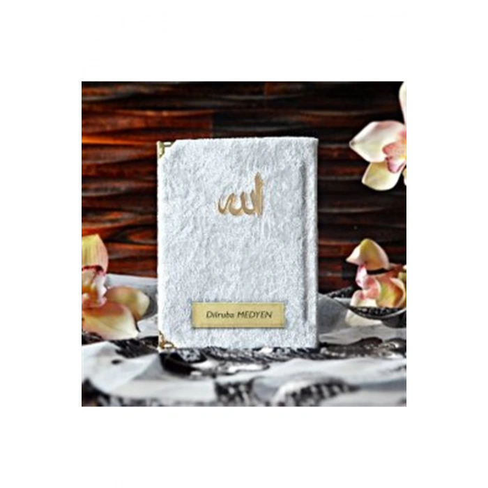 Çanta Boy 128 Sayfa Kadife Kaplı Yasin - Beyaz Yasin Kitabı - Beyaz Kadife Yasin - Sesli Yasin