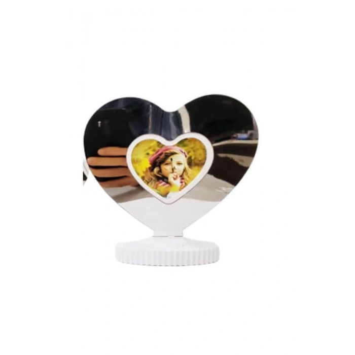 Kalp Tasarimli Led Işikli Ayna Fotoğraf Çercevesi - Işıklı Çerçeve