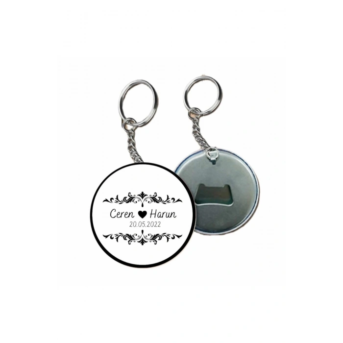 Kişiye Özel Açacaklı Düğün Anahtarlık - Nişan Anahtarlık- Söz Anahtarlık ( 25 Adet )
