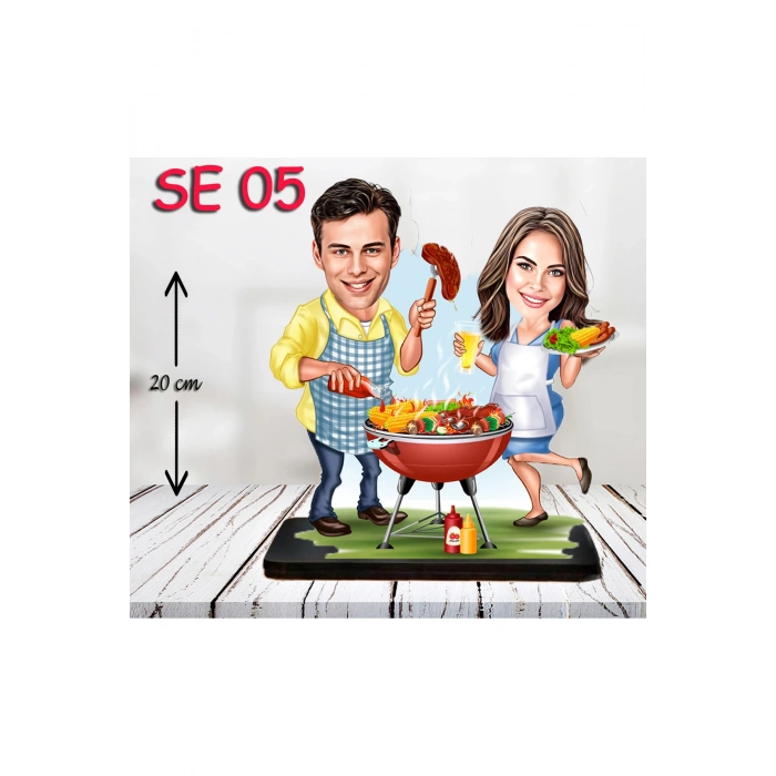 Kişiye Özel Ahşap Biblo - Mangal Temalı Biblo ( 3D Biblo )