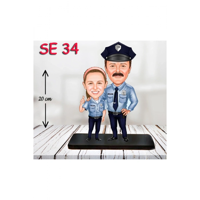 Kişiye Özel Ahşap Biblo - Polis Biblo ( 3D Biblo )