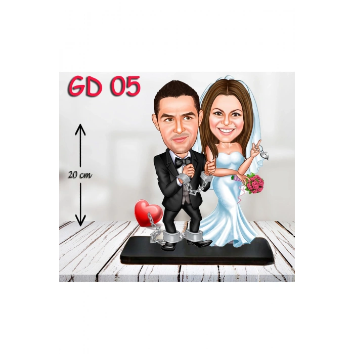 Kişiye Özel Ahşap Biblo - Gelin ve Damat Biblo 5 ( 3D Biblo )