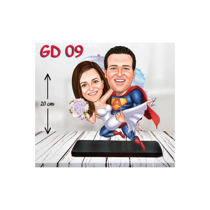 Kişiye Özel Ahşap Biblo - Gelin ve Damat Biblo 9 ( 3D Biblo )