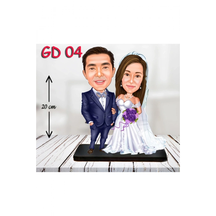 Kişiye Özel Ahşap Biblo - Gelin ve Damat Biblo 4 ( 3D Biblo )