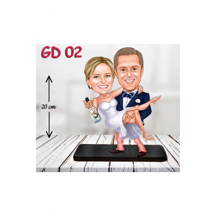 Kişiye Özel Ahşap Biblo - Gelin ve Damat Biblo 2 ( 3D Biblo )