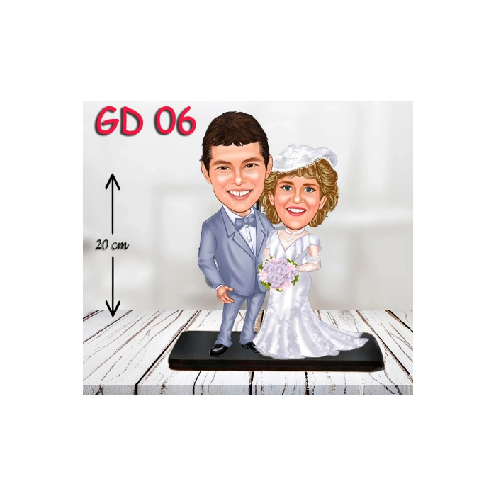 Kişiye Özel Ahşap Biblo - Gelin ve Damat Biblo 6 ( 3D Biblo )