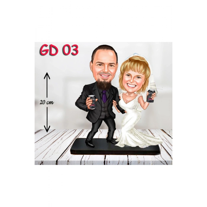 Kişiye Özel Ahşap Biblo - Gelin ve Damat Biblo 3 ( 3D Biblo )