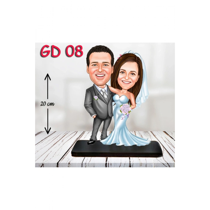 Kişiye Özel Ahşap Biblo - Gelin ve Damat Biblo 8 ( 3D Biblo )