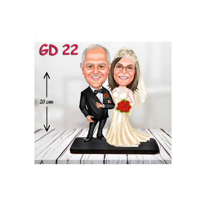 Kişiye Özel Ahşap Biblo - Gelin Damat Biblo 3 ( 3D Biblo )