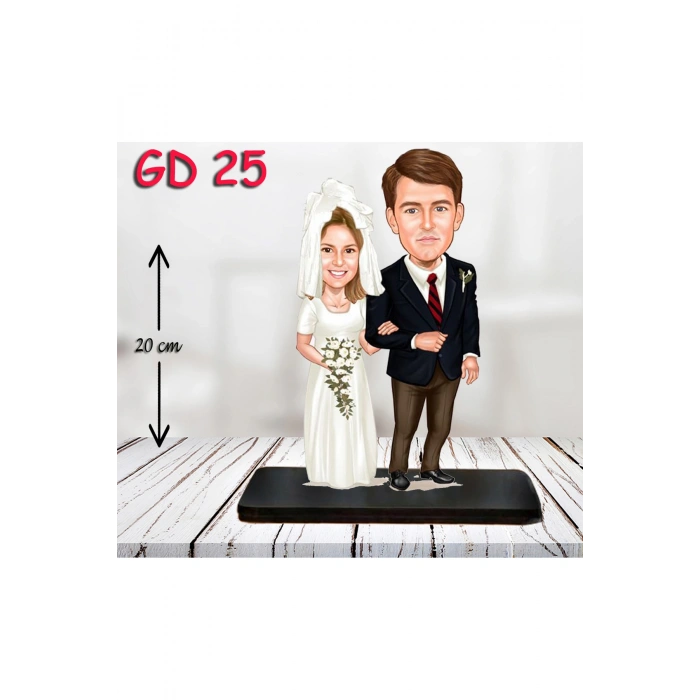 Kişiye Özel Ahşap Biblo - Gelin Damat Biblo 6 ( 3D Biblo )