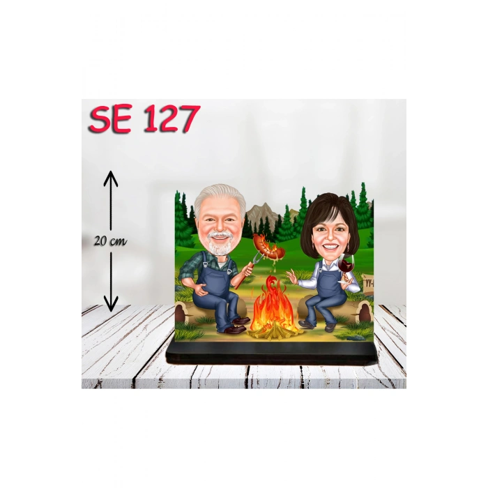 Kişiye Özel Ahşap Biblo - Mangalcı Çift Biblosu