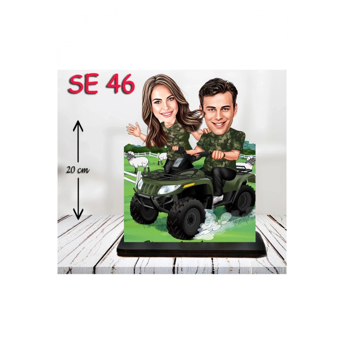 Kişiye Özel Ahşap Biblo - ATV Kullanan Çift