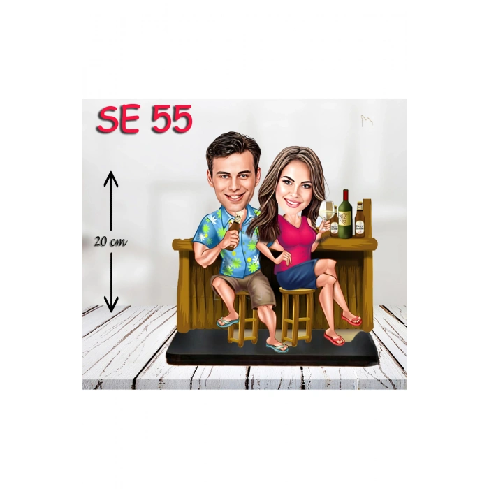 Kişiye Özel Ahşap Biblo - Arkadaş Çift Biblosu 2