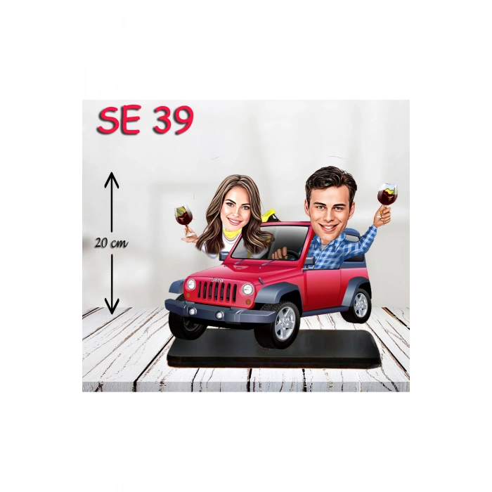 Kişiye Özel Ahşap Biblo - Jep Kullanan Çift