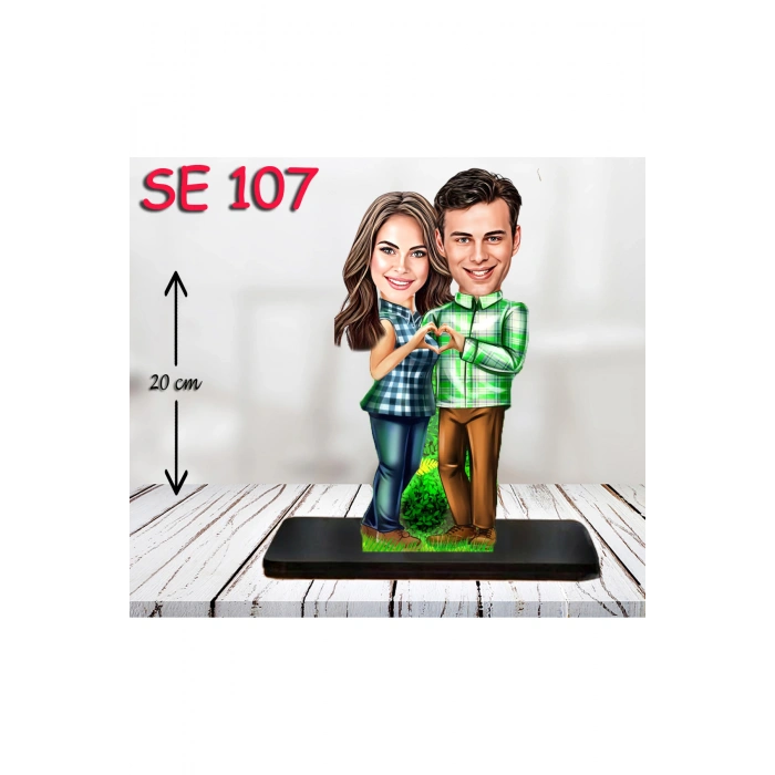 Kişiye Özel Ahşap Biblo - Kalpli Çift Biblosu