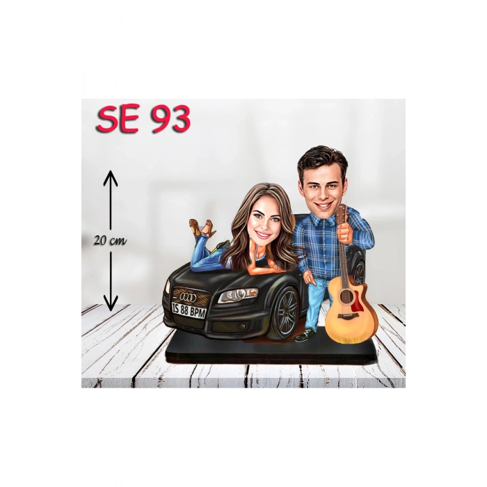 Kişiye Özel Ahşap Biblo - Araba Kullanan Çift 2