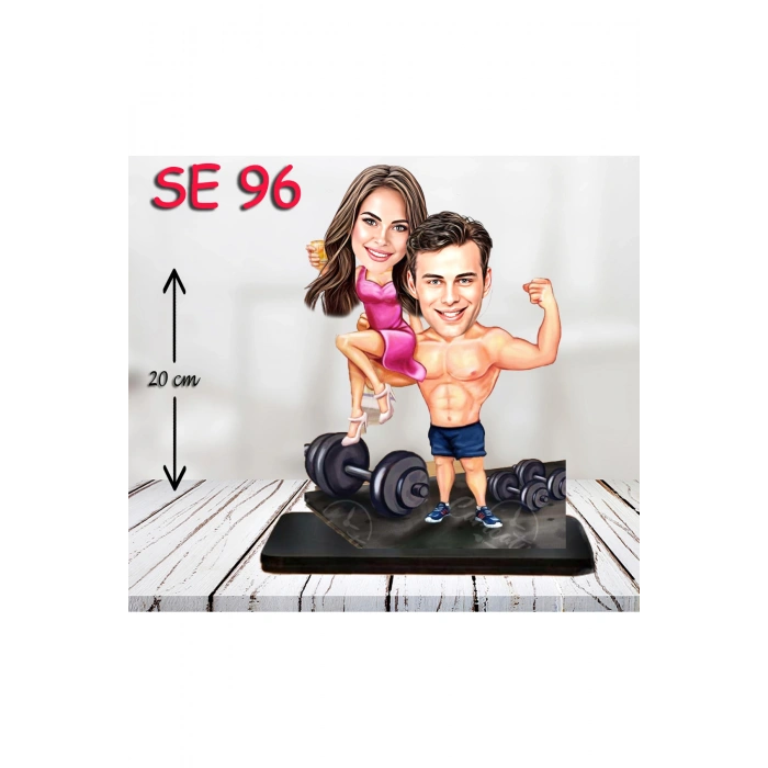 Kişiye Özel Ahşap Biblo - Halterci Çift Biblosu 2