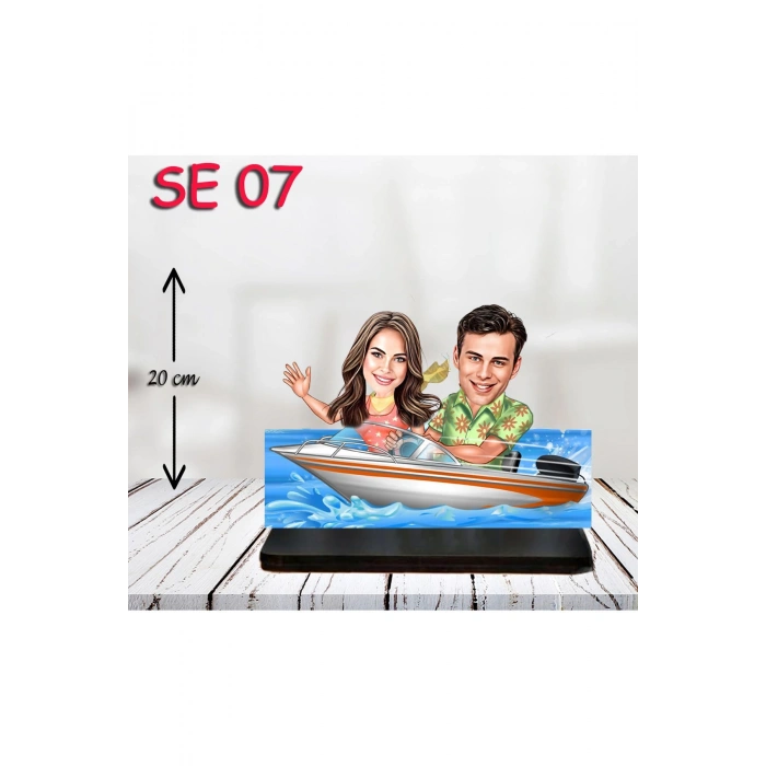 Kişiye Özel Ahşap Biblo - Jetski Kullanan Çift