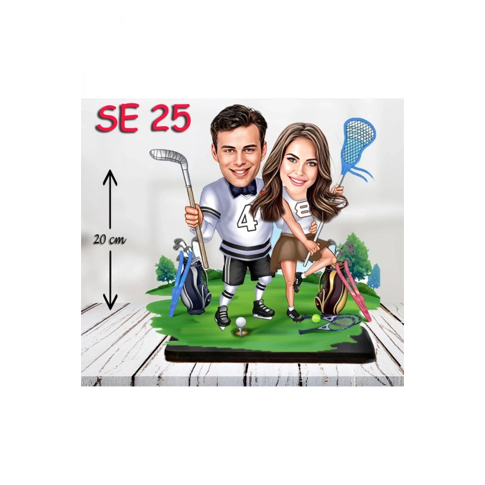 Kişiye Özel Ahşap Biblo - Sporcu Çift Biblosu