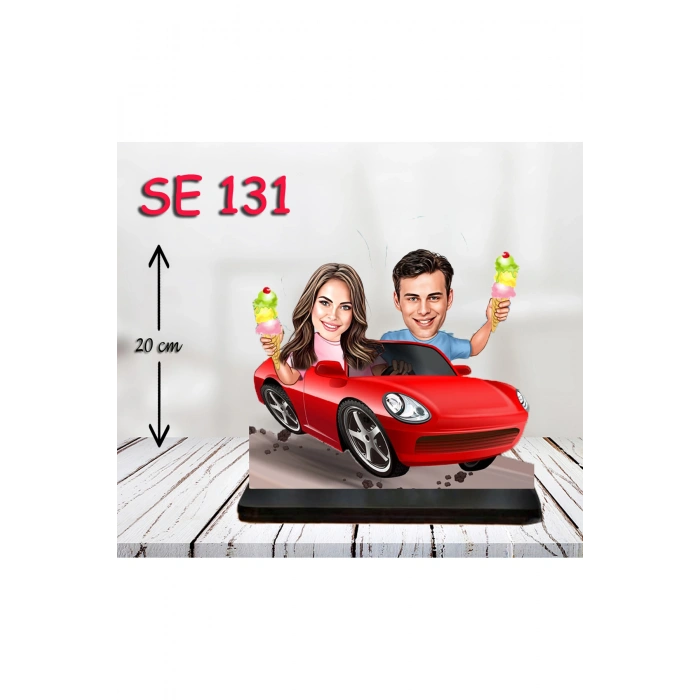 Kişiye Özel Ahşap Biblo - Araba Kullanan Çift 6