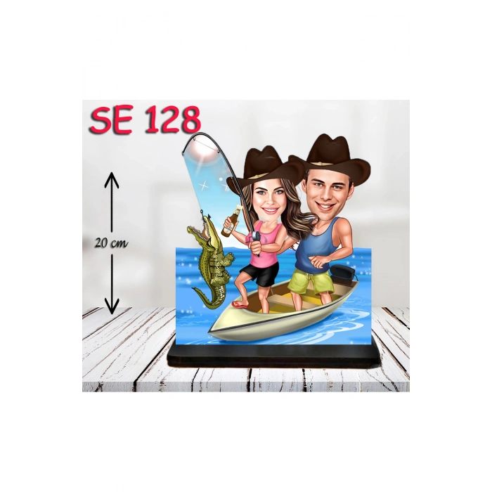 Kişiye Özel Ahşap Biblo - Tekne Kullanan Çift 3