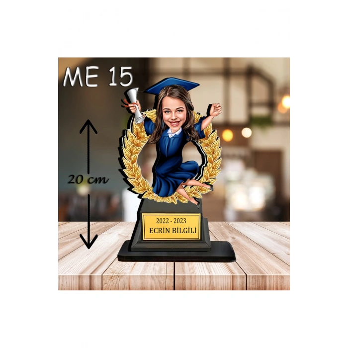 Kişiye Özel Ahşap Biblo - Kız Çocuk Karikatür Biblo - Mezuniyet Biblo