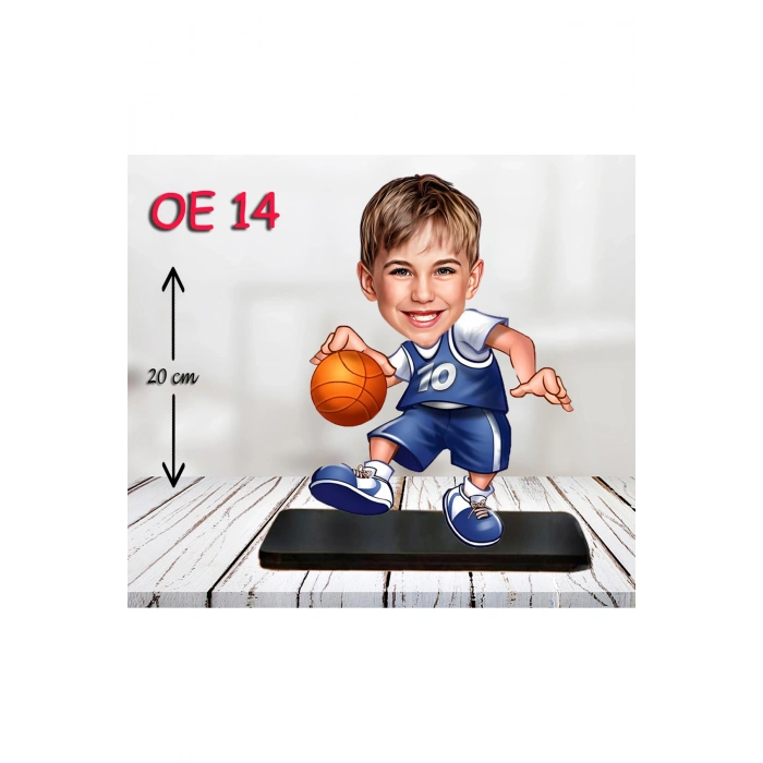 Kişiye Özel Ahşap Biblo - Erkek Çocuk Karikatür Biblo - Basketbolcu Biblo 3