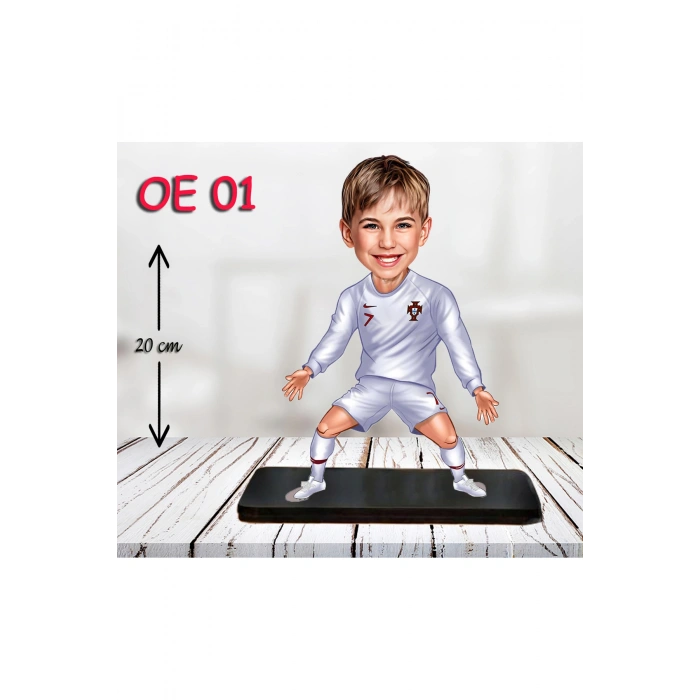 Kişiye Özel Ahşap Biblo - Erkek Çocuk Karikatür Biblo - Futbolcu Biblo