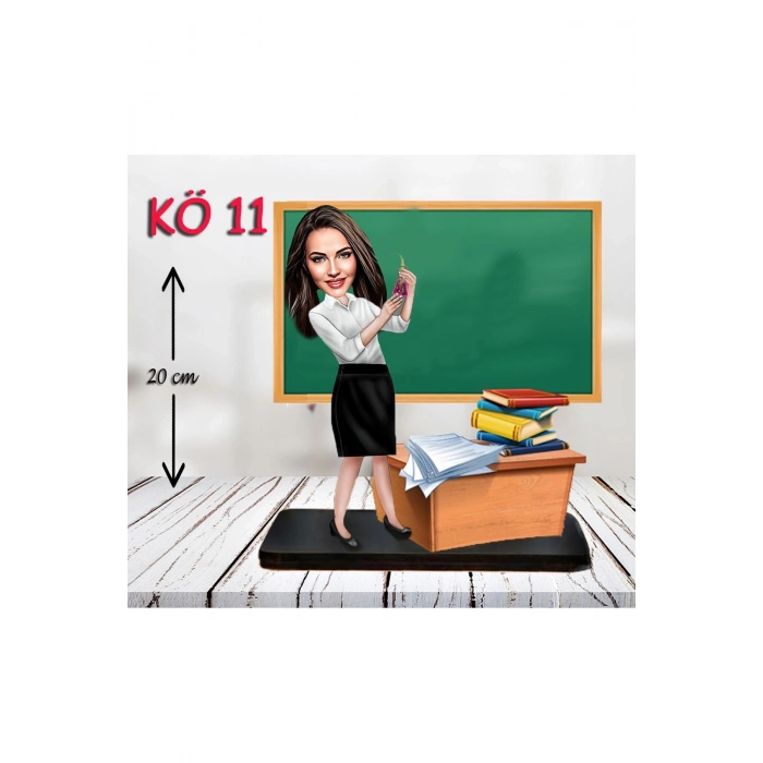 Kişiye Özel Ahşap Biblo - Kadın Öğretmen Karikatür Biblo - Öğretmen Biblo 11