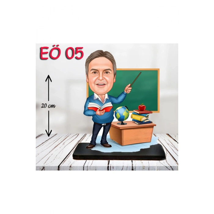 Kişiye Özel Ahşap Biblo - Erkek Öğretmen Karikatür Biblo - Öğretmen Biblo 5