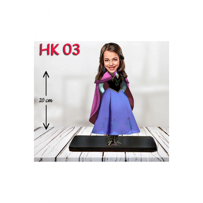 Kişiye Özel Ahşap Biblo - Kız Çocuk Karikatür Biblo - Kahraman 3