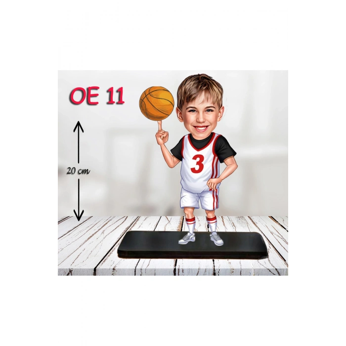 Kişiye Özel Ahşap Biblo - Erkek Çocuk Karikatür Biblo - Basketbolcu Biblo 2