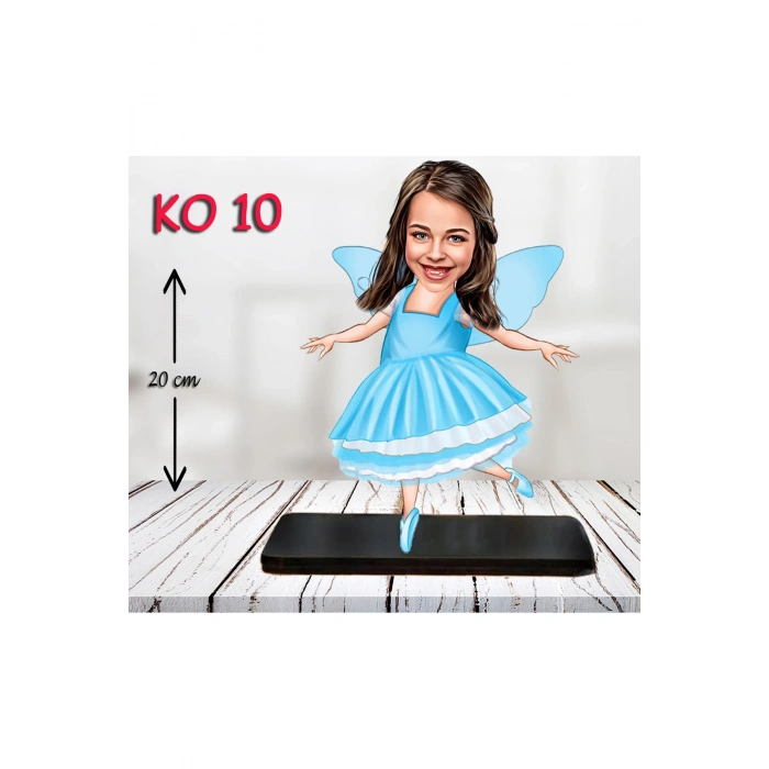 Kişiye Özel Ahşap Biblo - Kız Çocuk Karikatür Biblo - Balerin Biblo