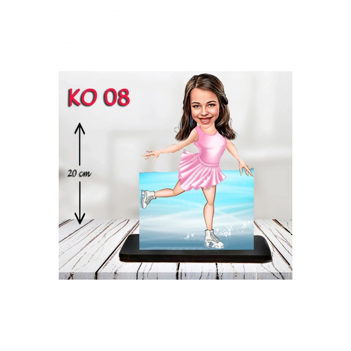 Kişiye Özel Ahşap Biblo - Kız Çocuk Karikatür Biblo - Patenci Biblo 2