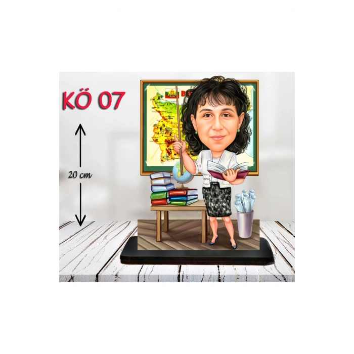 Kişiye Özel Ahşap Biblo - Kadın Öğretmen Karikatür Biblo - Öğretmen Biblo 7