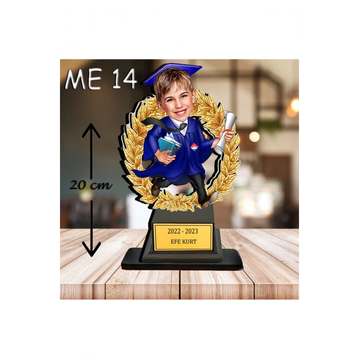 Kişiye Özel Ahşap Biblo - Erkek Çocuk Karikatür Biblo - Mezun Biblo 2