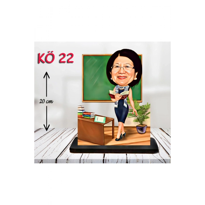 Kişiye Özel Ahşap Biblo - Kadın Öğretmen Karikatür Biblo - Öğretmen Biblo 22