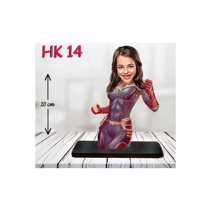 Kişiye Özel Ahşap Biblo - Kız Çocuk Karikatür Biblo - Kahraman 12