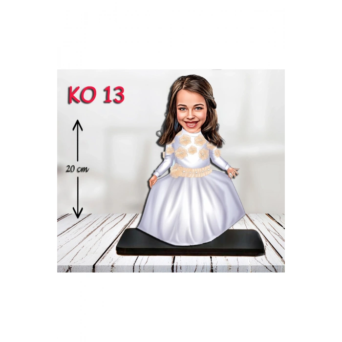 Kişiye Özel Ahşap Biblo - Kız Çocuk Karikatür Biblo - Elbiseli Biblo 2