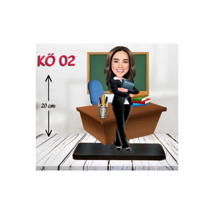 Kişiye Özel Ahşap Biblo - Kadın Öğretmen Karikatür Biblo - Öğretmen Biblo 2