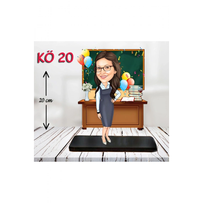 Kişiye Özel Ahşap Biblo - Kadın Öğretmen Karikatür Biblo - Öğretmen Biblo 20