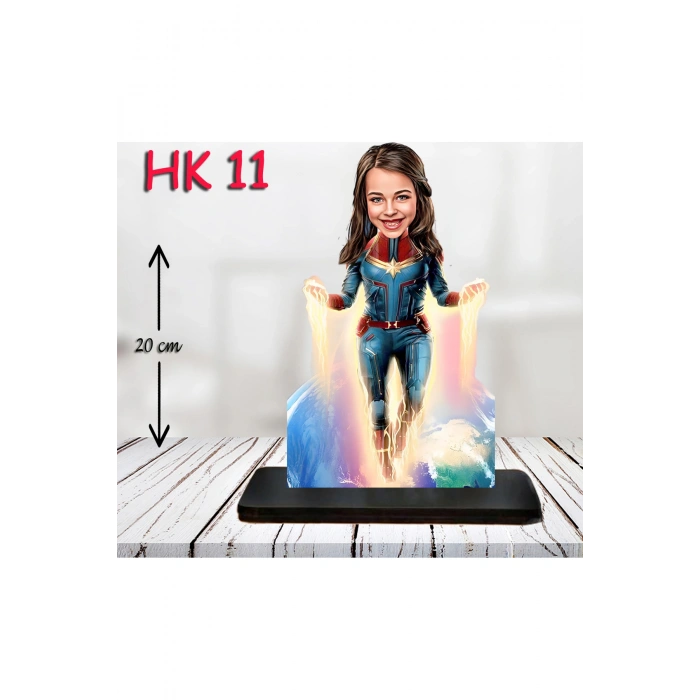 Kişiye Özel Ahşap Biblo - Kız Çocuk Karikatür Biblo - Kahraman 9