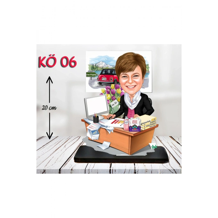 Kişiye Özel Ahşap Biblo - Kadın Öğretmen Karikatür Biblo - Öğretmen Biblo 6