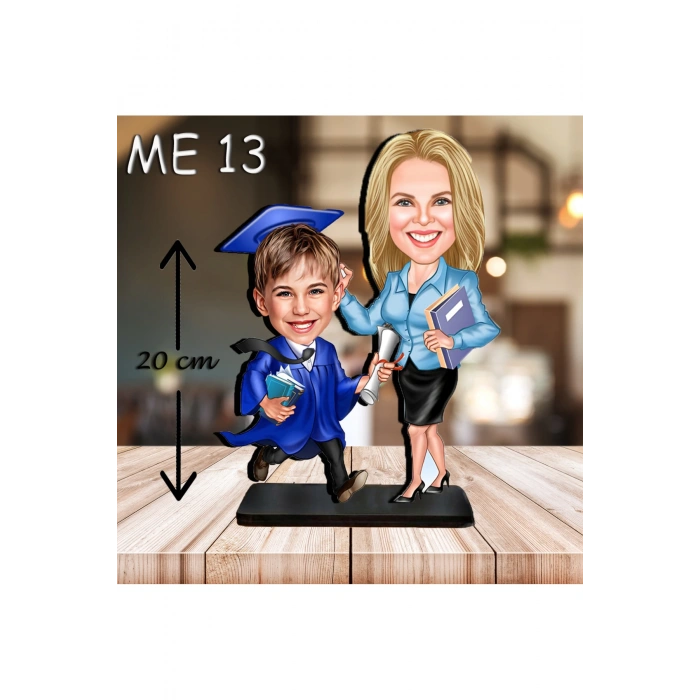 Kişiye Özel Ahşap Biblo - Erkek Çocuk Karikatür Biblo - Mezun Biblo