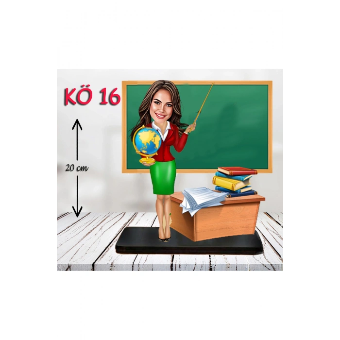 Kişiye Özel Ahşap Biblo - Kadın Öğretmen Karikatür Biblo - Öğretmen Biblo 16