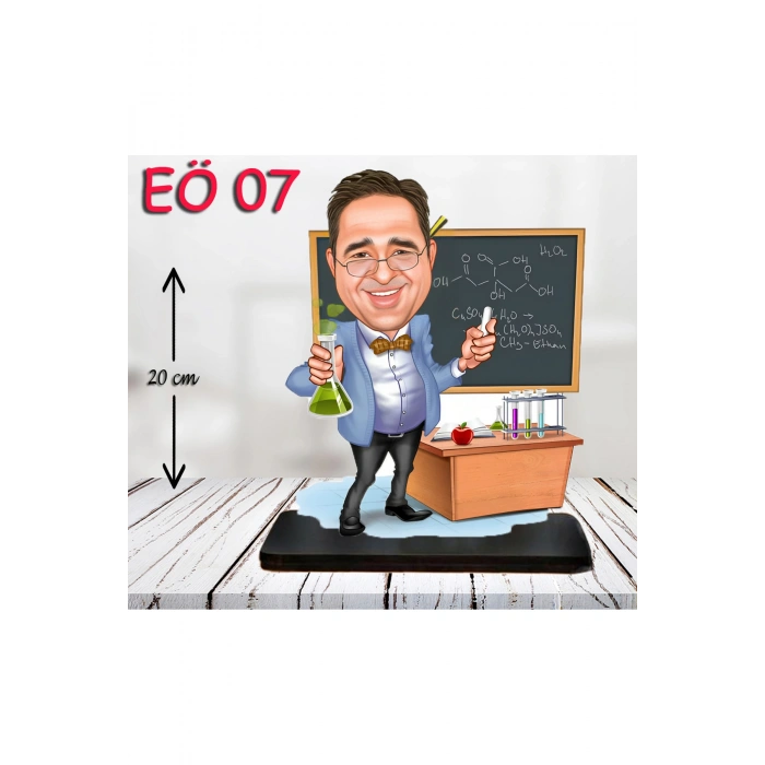 Kişiye Özel Ahşap Biblo - Erkek Öğretmen Karikatür Biblo - Öğretmen Biblo 7