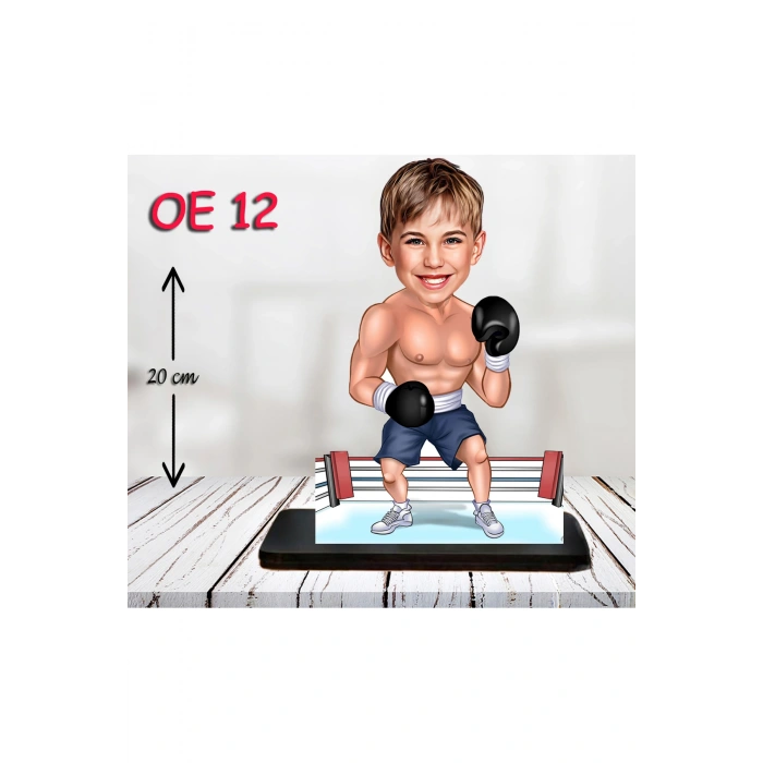 Kişiye Özel Ahşap Biblo - Erkek Çocuk Karikatür Biblo - Bokscu Biblo 2