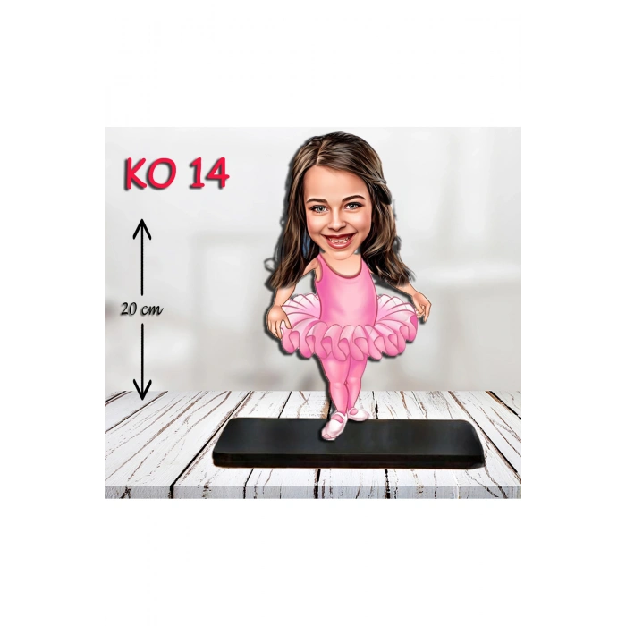 Kişiye Özel Ahşap Biblo - Kız Çocuk Karikatür Biblo - Balerin Biblo 2